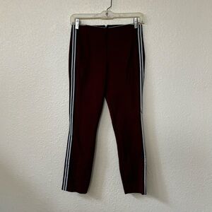 Rag & Bone Maroon Tuxedo Stripe High Waist Skinny Knit Pants Size 0